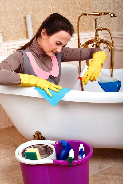 Woman in cleaning service uniform — Stock Photo, Image