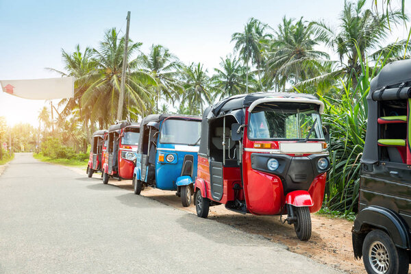 Tuk-tuk cars on road of Sri Lanka