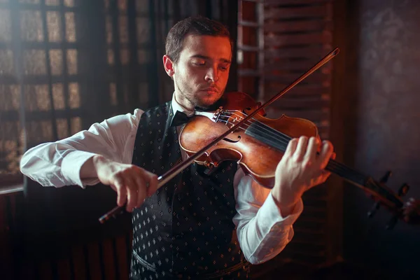 Male musician playing violin — Stock Photo, Image