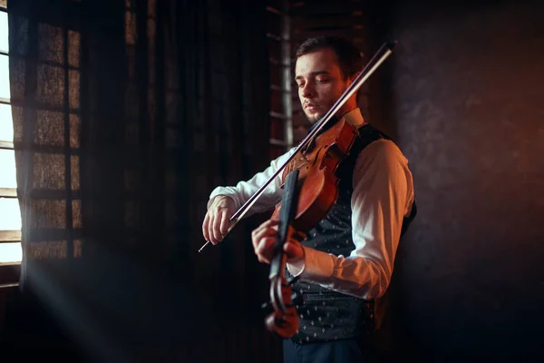 Male musician playing violin — Stock Photo, Image