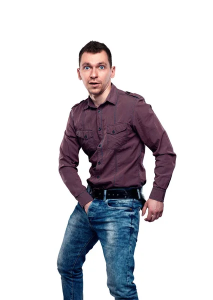 Man with hand in jeans — Stock Photo, Image