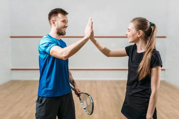 Jugadores de squash feliz — Foto de Stock