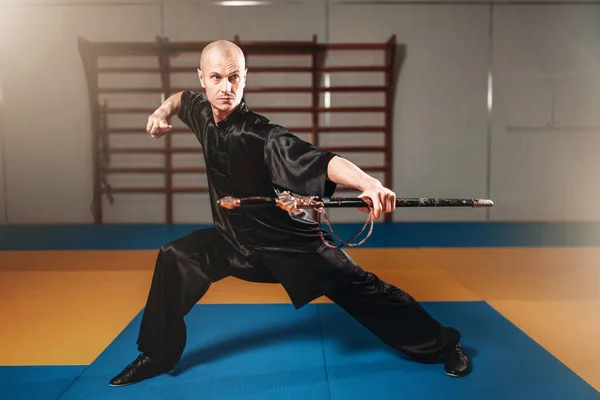 Männliche Wushu-Kämpferin — Stockfoto