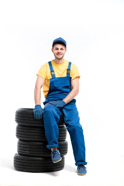 Reparaturhelfer in blauer Uniform — Stockfoto