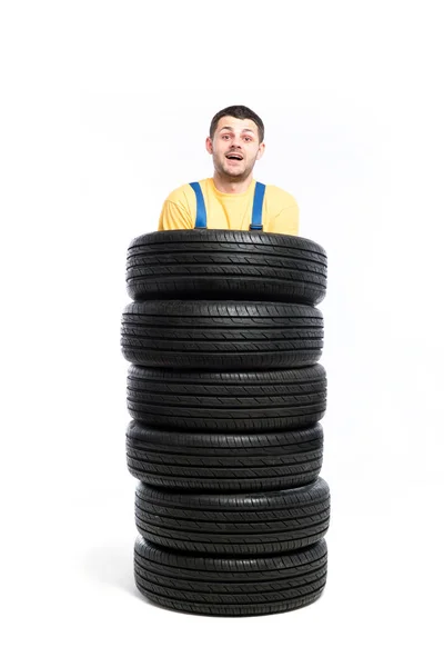 Repairman in blue uniform — Stock Photo, Image