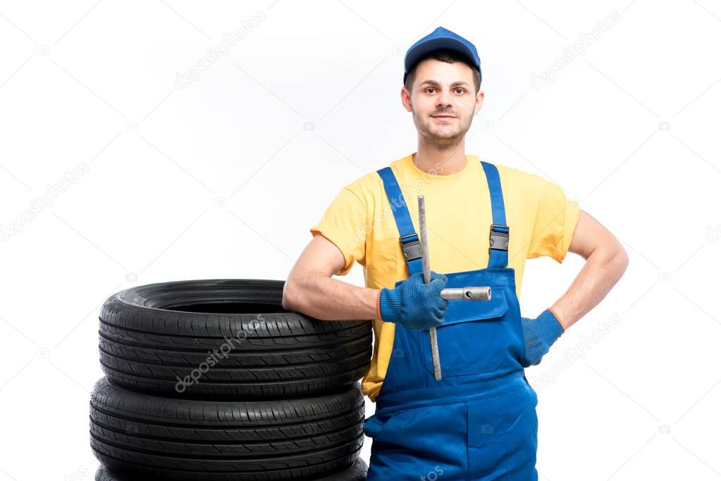 repairman in blue uniform