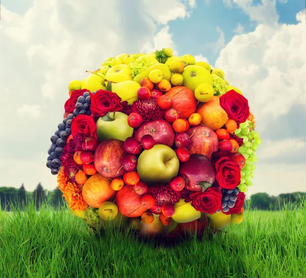 Reife Früchte und Blumen Zusammensetzung — Stockfoto