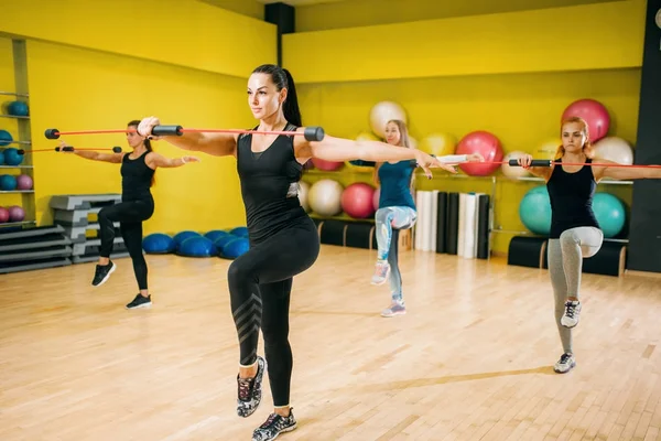 Mujeres haciendo ejercicio con barras — Foto de Stock