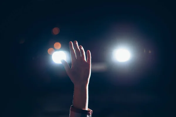 Hand Female Victim Light Car Headlights Serial Murderer Concept — Stock Photo, Image