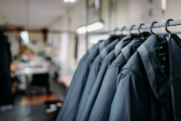 Jackets Hangers Clothing Store Sewing Factory — Stock Photo, Image