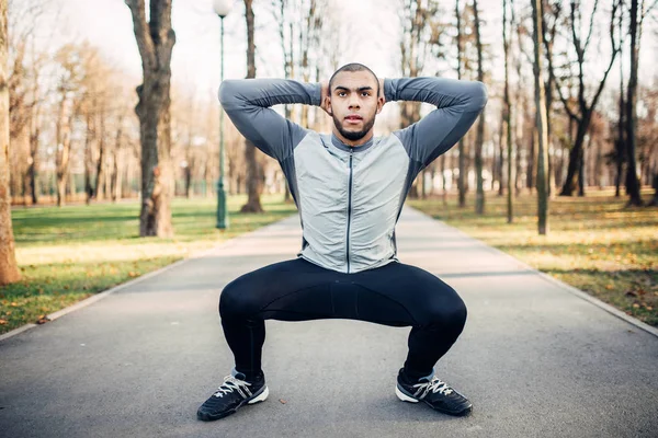 Athlete Doing Stretching Exercise Running Jogger Morning Fitness Workout — Stock Photo, Image