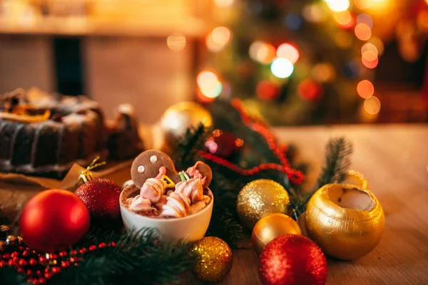 Рождественское Пряничное Печенье Безделушки Праздничный Десерт Крупным Планом — стоковое фото