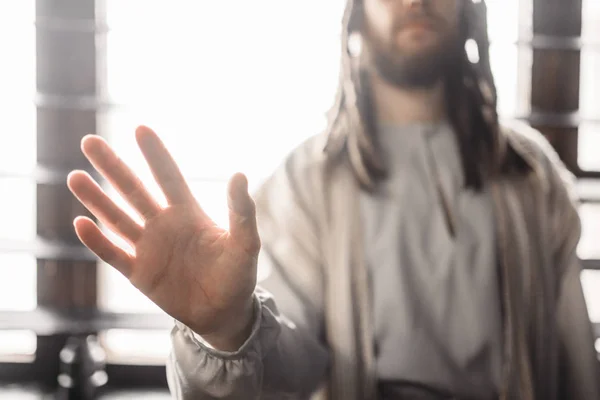 Jezusa Chrystusa Osiągając Rękę Wiara Boga Wiary Chrześcijańskiej — Zdjęcie stockowe