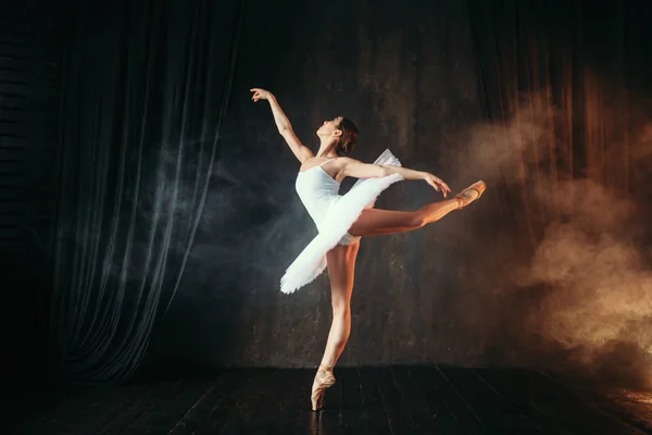 Gracieuse Belle Ballerine Costume Blanc Dansant Classe Ballet — Photo