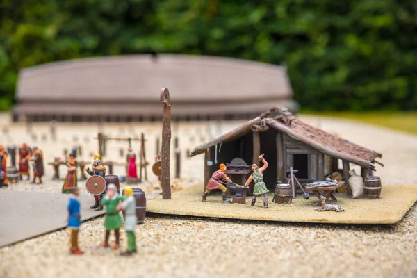 Viking Settlement Miniature Outdoor Forging Shop Europe Ancient European Village — Stock Photo, Image