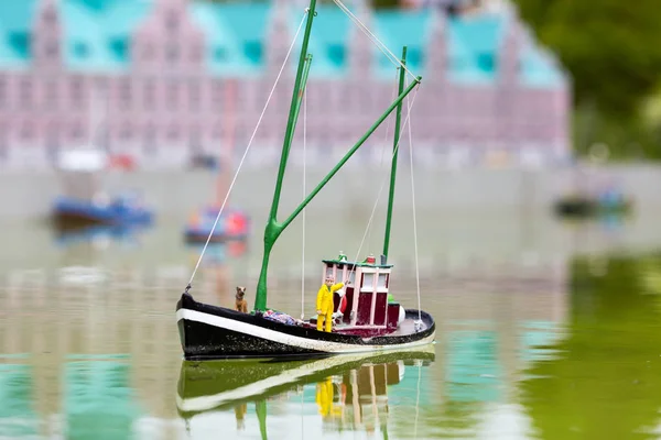 Barco Resgate Resgate Cão Cena Miniatura Livre Europa Mini Figuras — Fotografia de Stock