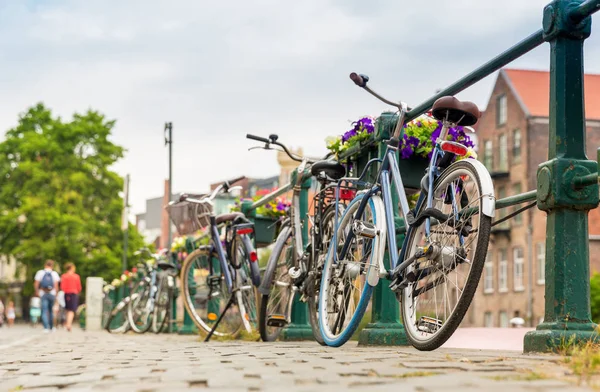 Fahrräder Und Antike Hausfassade Alte Europäische Stadt Sommertourismus Und Reisen — Stockfoto