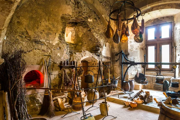 Interno Cucina Vintage Antico Castello Europa Architettura Tradizionale Europea Luoghi — Foto Stock