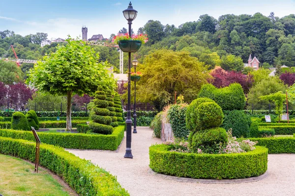 Arbustes Différentes Formes Parc Été Europe Jardinage Professionnel Paysage Vert — Photo