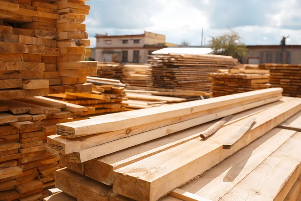 Tableros Almacén Aserraderos Aire Libre Nadie Industria Maderera Carpintería Procesamiento — Foto de Stock