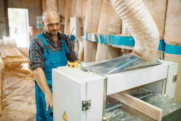 Trabajos Carpintería Máquina Plana Carpintería Industria Maderera Carpintería Procesamiento Madera — Foto de Stock