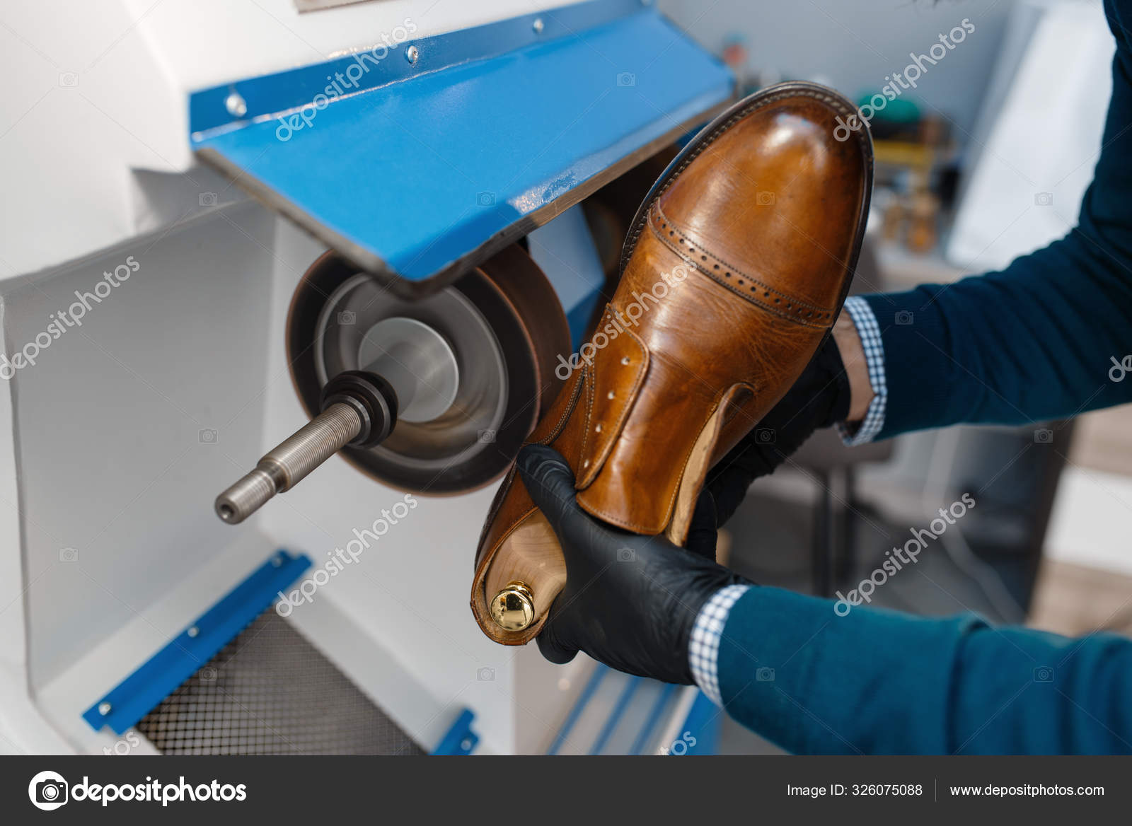 Professional Shoemaker Processes Sole Shoe Footwear Repair