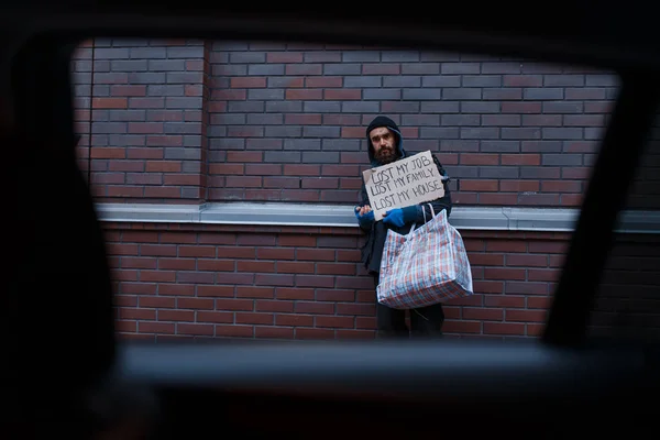 Bearded Dirty Homeless Begging City Street Poverty Social Problem Homelessness — Stock Photo, Image