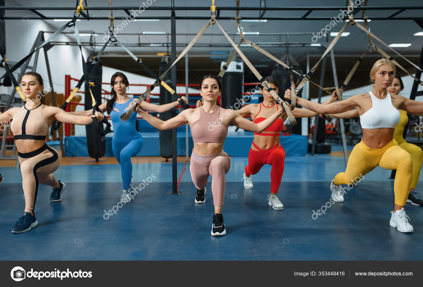 Group Attractive Women Doing Exercise Gym People Fitness Workout