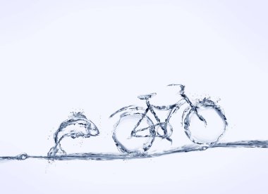Mavi su Bisiklet ve balık