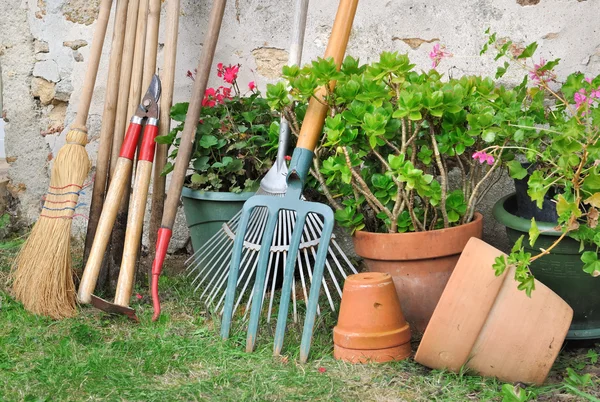 Ferramentas de jardinagem para manutenção — Fotografia de Stock