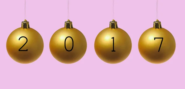 2017 on christmas balls — Stock Photo, Image