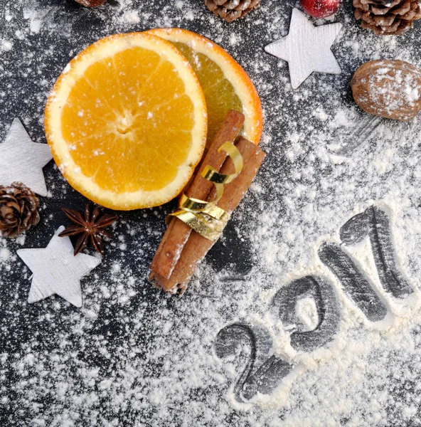 2017 written on the flour — Stock Photo, Image