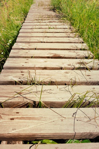 A természetben fa footbridge — Stock Fotó