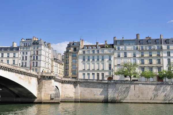 Parisian buildings in the Seine Stock Picture