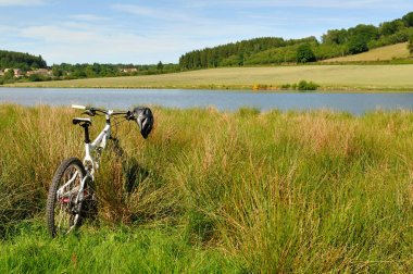 Dağ bisikleti çimenlerin üzerinde