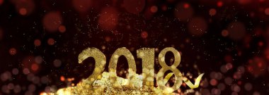 2018 yılında altın parlak ışıklar bulanıklık