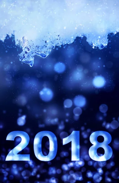 2018 nouvelle année dans la glace et la nuit abstraite — Photo