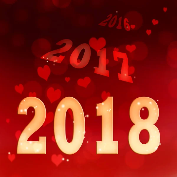 2018 kırmızı kalpler arka plan üzerinde — Stok fotoğraf