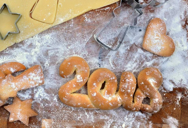 2018 written with pastry — Stock Photo, Image