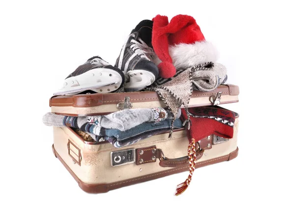 Natale vacanze valigia — Foto Stock