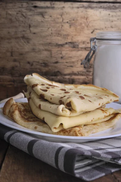 French pancakes folded on a plate — Stock Photo, Image