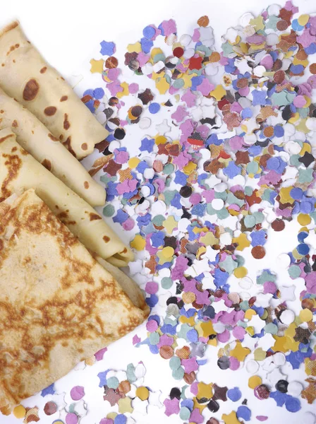 French pancakes in confetti — Stock Photo, Image