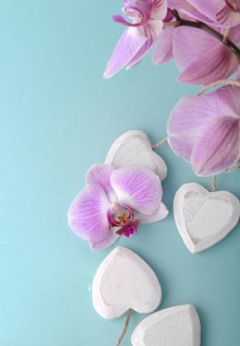 Orkide ve ahşap beyaz kalp