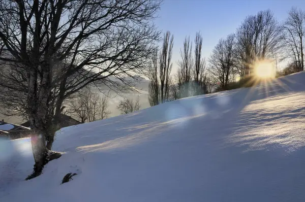 風光明媚な風景の冬の夕暮れ — ストック写真