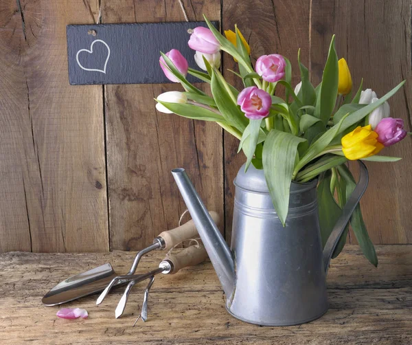 Freschezza e bouquet colorato di tulipani — Foto Stock