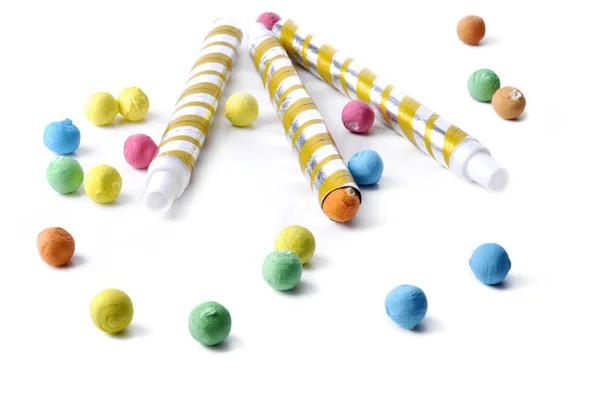 Colorful balls and cotillons — Stock Photo, Image