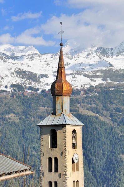 Typical tower of church in Savoy -France — Stock Photo, Image