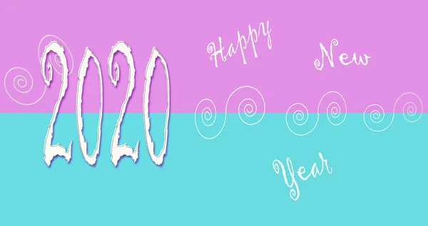 2020 Happy New Year on pink and blue background — Stok Foto