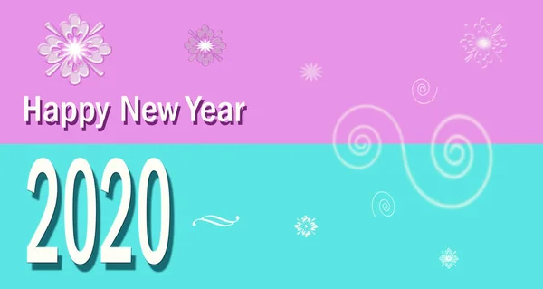 青とピンクの背景に2020幸せな新年 — ストック写真