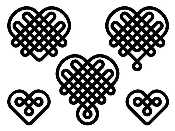Noeuds chinois en forme de cœur — Image vectorielle